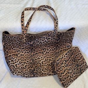 Large handbag and makeup bag